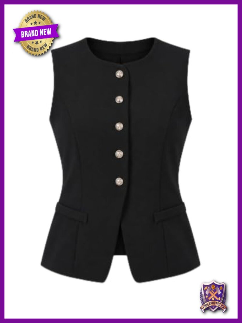 Women's Button Down Vest Sleeveless Business Casual Waistcoat Slim Fit